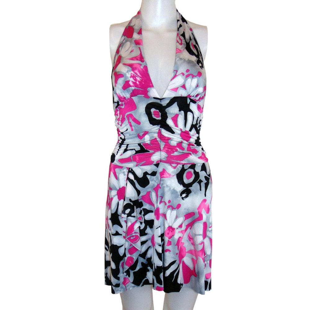 Floral Ruched and Ruffled Halter Dress Size S - Picture 2 of 2